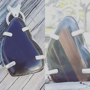 Midnight lace obsidian set in sterling silver